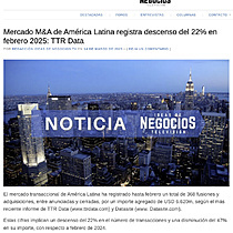 Mercado M&A de Am�rica Latina registra descenso del 22% en febrero 2025: TTR Data
